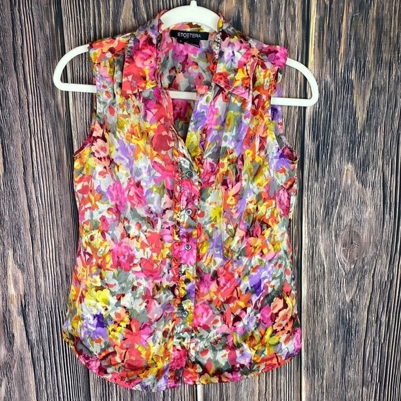 Beautiful Excetera Silk Floral Blouse- Size 2 - Picture 1 of 10